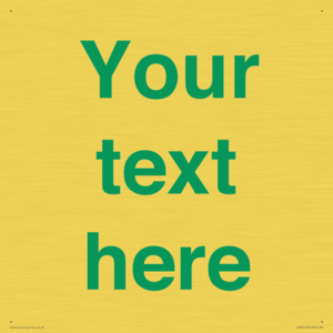 Custom blank information sign. Green text, plain background